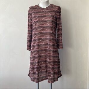 New Directions | Autumn Stripe Knit A Line Fit & Flare Long Sleeve Dress